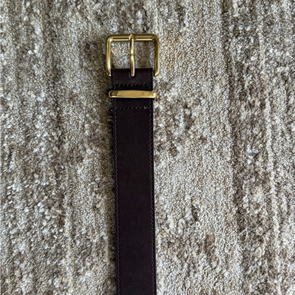 Aritzia Dark Brown Belt with Gold Buckle